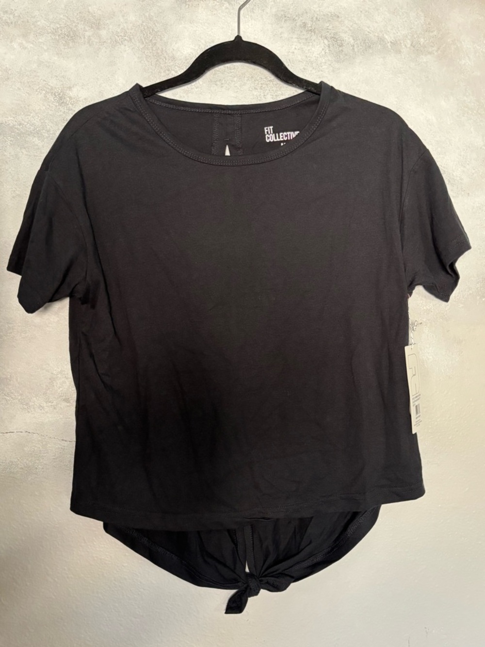 Fit Collective Tie Back Active Casual Short Sleeve Shirt Black M Classic Sporty